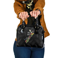 Kia Ora New Zealand Floral Shoulder Handbag Black LT7 One Size Black - Polynesian Pride