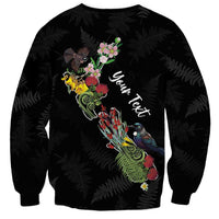 Kia Ora New Zealand Floral Personalized Sweatshirt Black LT7 - Polynesian Pride