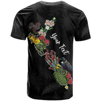 Kia Ora New Zealand Floral Personalized T Shirt Black LT7 - Polynesian Pride
