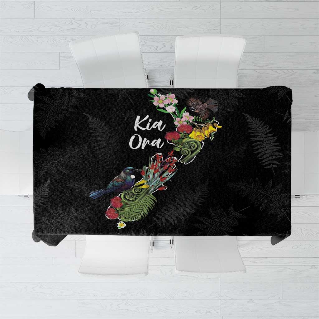 Kia Ora New Zealand Floral Tablecloth Black LT7 Black - Polynesian Pride