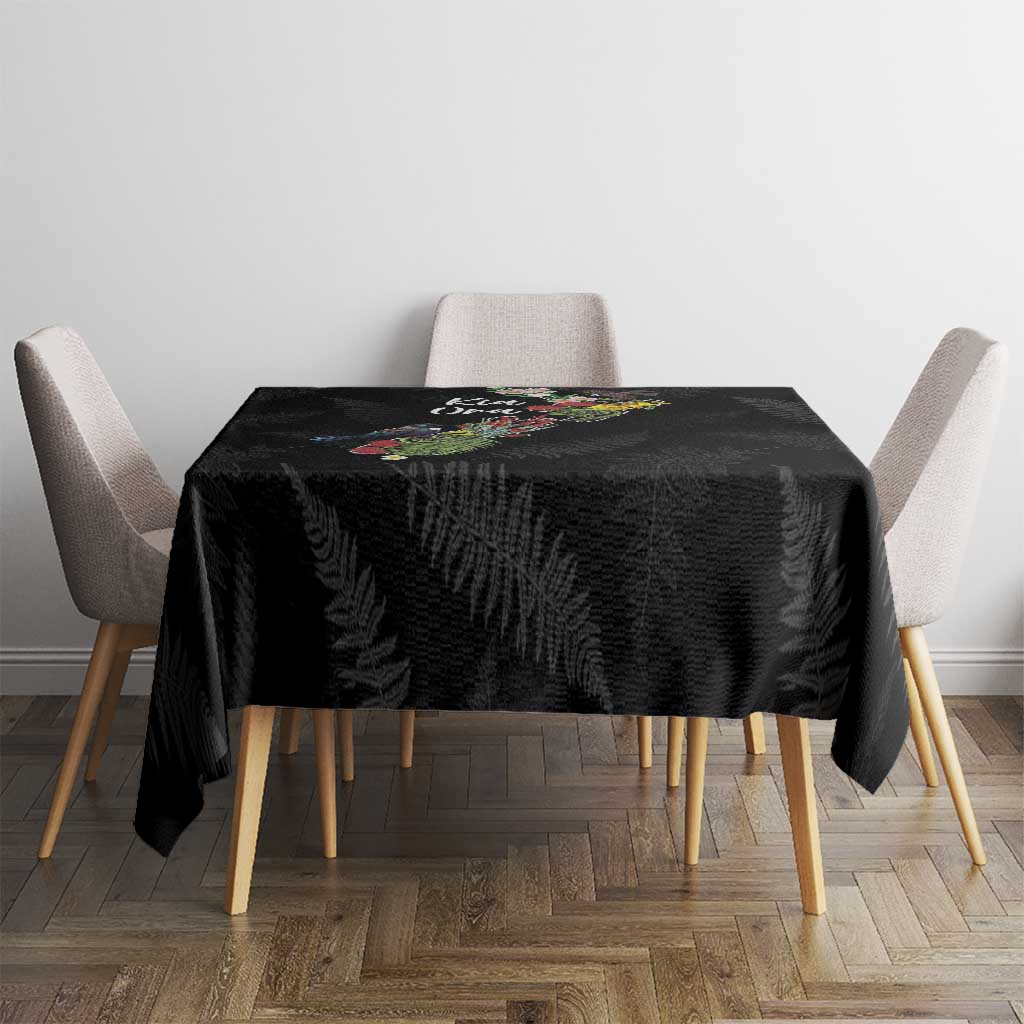 Kia Ora New Zealand Floral Tablecloth Black LT7 - Polynesian Pride