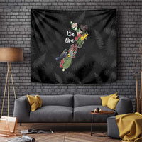 Kia Ora New Zealand Floral Tapestry Black LT7 Black - Polynesian Pride
