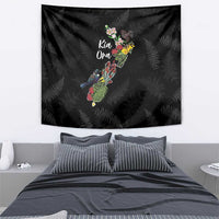 Kia Ora New Zealand Floral Tapestry Black LT7 - Polynesian Pride