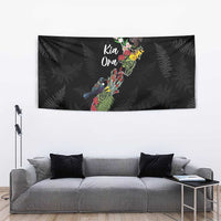 Kia Ora New Zealand Floral Tapestry Black LT7 - Polynesian Pride