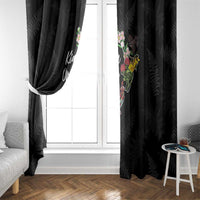 Kia Ora New Zealand Floral Window Curtain Black LT7 - Polynesian Pride