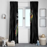 Kia Ora New Zealand Floral Window Curtain Black LT7 - Polynesian Pride