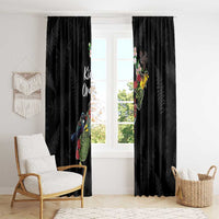 Kia Ora New Zealand Floral Window Curtain Black LT7 - Polynesian Pride