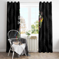 Kia Ora New Zealand Floral Window Curtain Black LT7 - Polynesian Pride