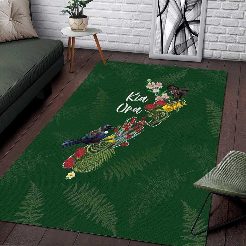 Kia Ora New Zealand Floral Area Rug Sage Green LT7 Sage Green - Polynesian Pride