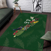 Kia Ora New Zealand Floral Area Rug Sage Green LT7 Sage Green - Polynesian Pride