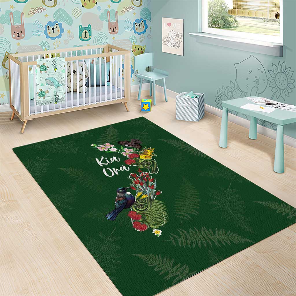 Kia Ora New Zealand Floral Area Rug Sage Green LT7 - Polynesian Pride