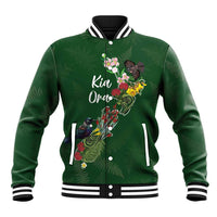 Kia Ora New Zealand Floral Personalized Baseball Jacket Sage Green LT7 Unisex Sage Green - Polynesian Pride