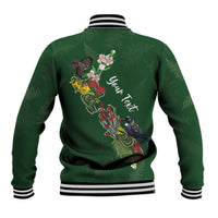 Kia Ora New Zealand Floral Personalized Baseball Jacket Sage Green LT7 - Polynesian Pride