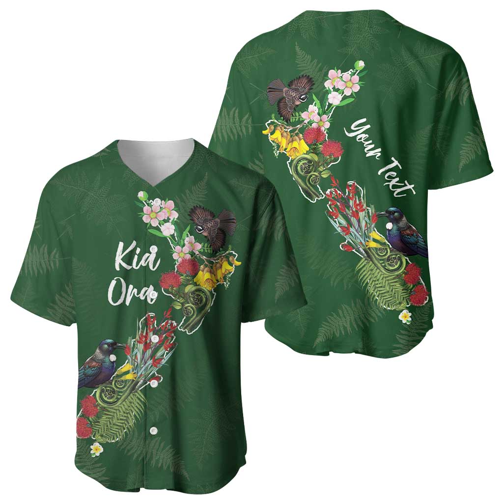 Kia Ora New Zealand Floral Personalized Baseball Jersey Sage Green LT7 - Polynesian Pride