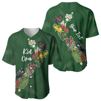 Kia Ora New Zealand Floral Personalized Baseball Jersey Sage Green LT7 - Polynesian Pride
