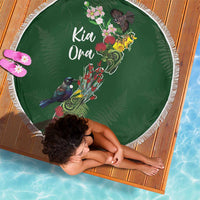 Kia Ora New Zealand Floral Beach Blanket Sage Green LT7 - Polynesian Pride