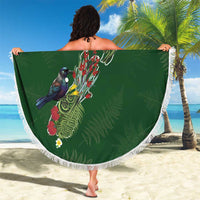 Kia Ora New Zealand Floral Beach Blanket Sage Green LT7 - Polynesian Pride