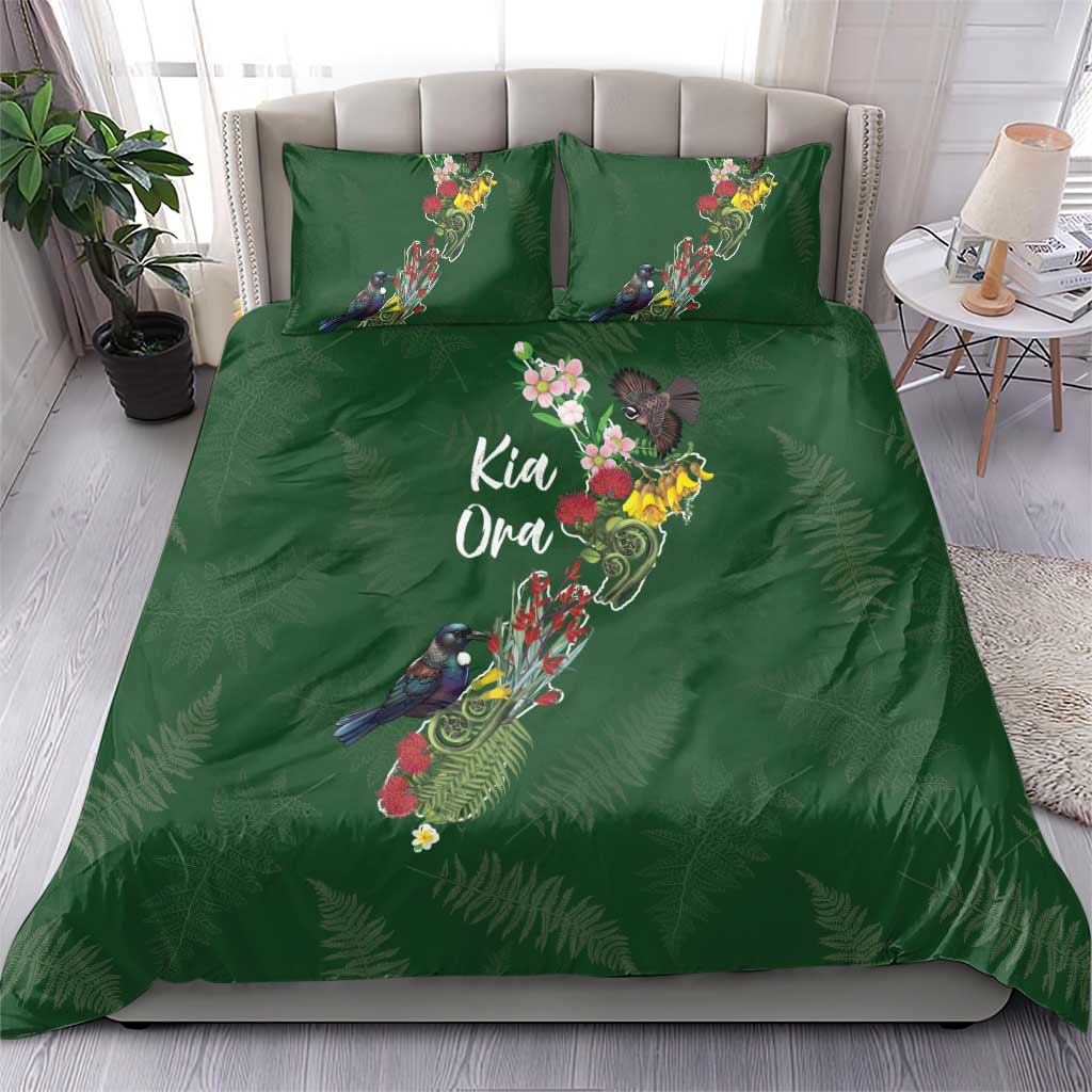 Kia Ora New Zealand Floral Bedding Set Sage Green LT7 - Polynesian Pride