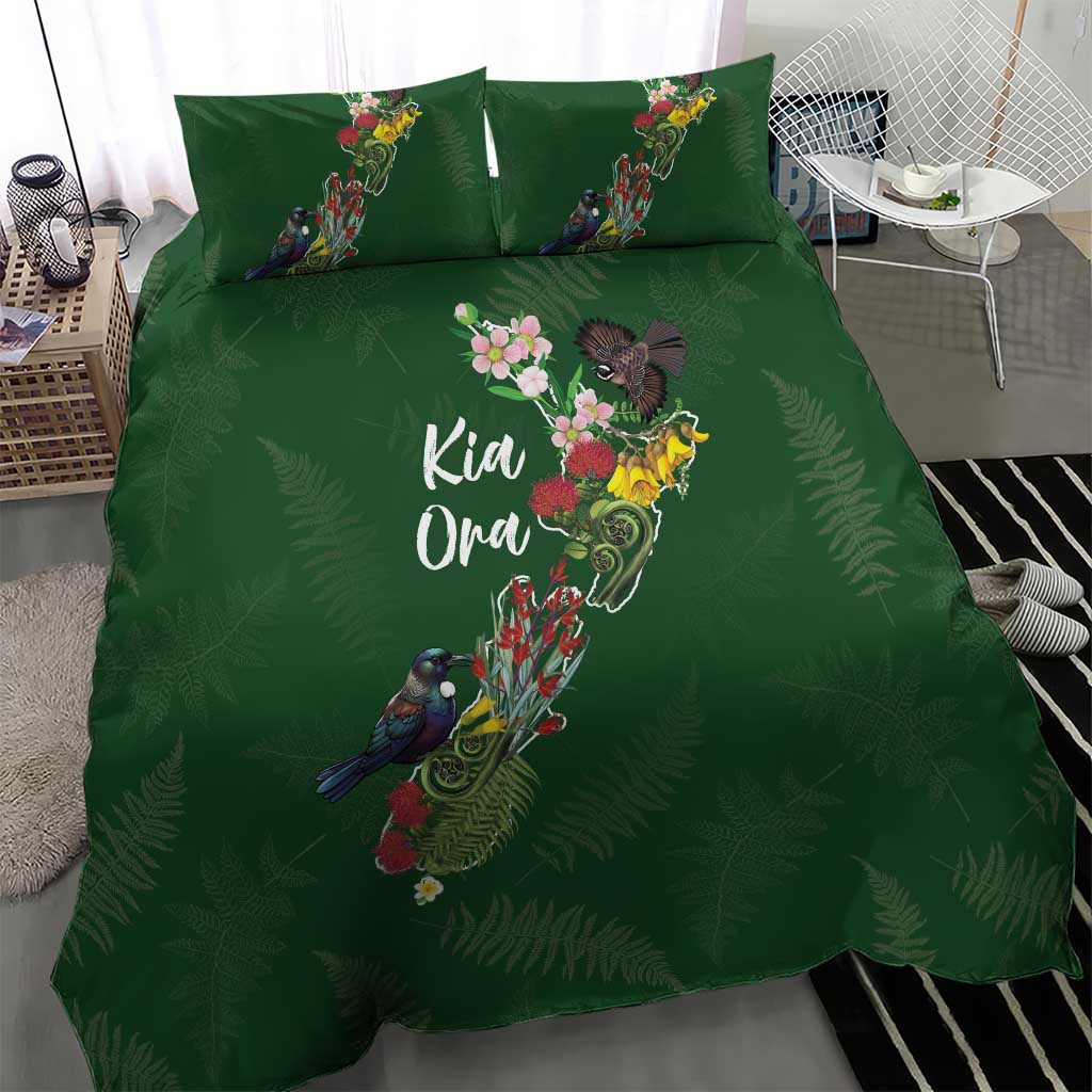 Kia Ora New Zealand Floral Bedding Set Sage Green LT7 - Polynesian Pride