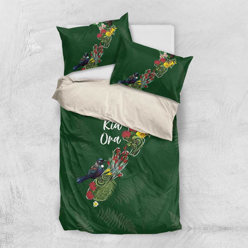 Kia Ora New Zealand Floral Bedding Set Sage Green LT7 US Twin 172cm x 218cm Sage Green - Polynesian Pride
