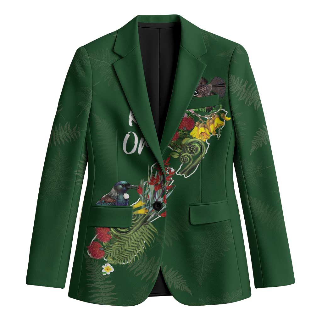 Kia Ora New Zealand Floral Personalized Blazer Sage Green LT7 Unisex Sage Green - Polynesian Pride