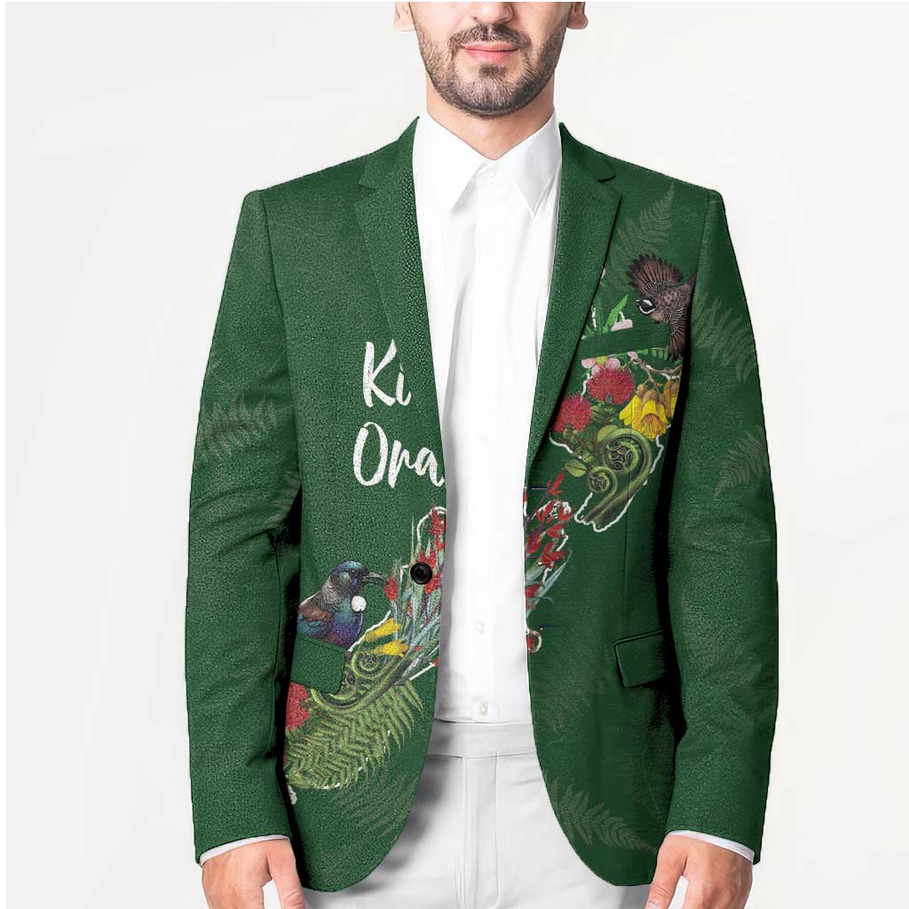 Kia Ora New Zealand Floral Personalized Blazer Sage Green LT7 - Polynesian Pride