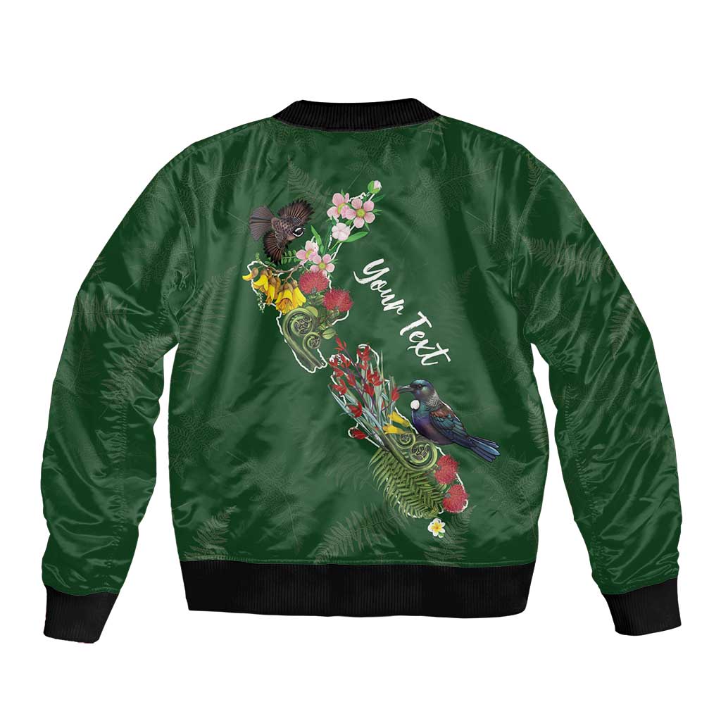 Kia Ora New Zealand Floral Personalized Bomber Jacket Sage Green LT7 - Polynesian Pride
