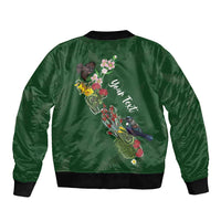 Kia Ora New Zealand Floral Personalized Bomber Jacket Sage Green LT7 - Polynesian Pride