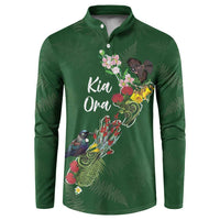 Kia Ora New Zealand Floral Personalized Button Sweatshirt Sage Green LT7 Sage Green - Polynesian Pride