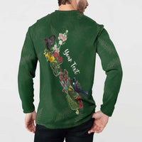 Kia Ora New Zealand Floral Personalized Button Sweatshirt Sage Green LT7 - Polynesian Pride