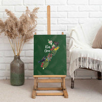 Kia Ora New Zealand Floral Canvas Wall Art Sage Green LT7 - Polynesian Pride
