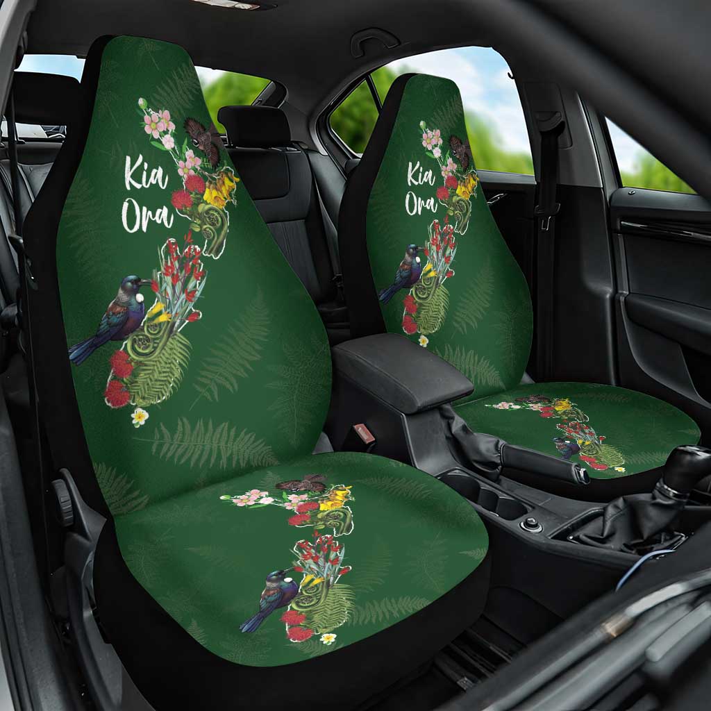Kia Ora New Zealand Floral Car Seat Cover Sage Green LT7 One Size Sage Green - Polynesian Pride