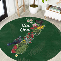 Kia Ora New Zealand Floral Round Carpet Sage Green LT7 Sage Green - Polynesian Pride
