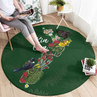 Kia Ora New Zealand Floral Round Carpet Sage Green LT7 - Polynesian Pride