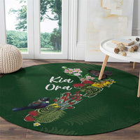 Kia Ora New Zealand Floral Round Carpet Sage Green LT7 - Polynesian Pride