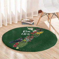 Kia Ora New Zealand Floral Round Carpet Sage Green LT7 - Polynesian Pride