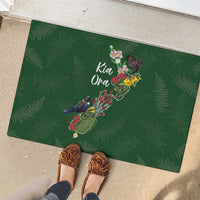 Kia Ora New Zealand Floral Rubber Doormat Sage Green LT7 - Polynesian Pride