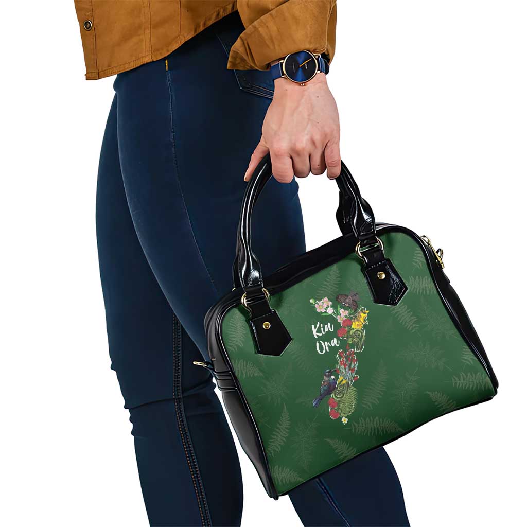 Kia Ora New Zealand Floral Shoulder Handbag Sage Green LT7 - Polynesian Pride