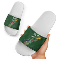 Kia Ora New Zealand Floral Slide Sandals Sage Green LT7 - Polynesian Pride