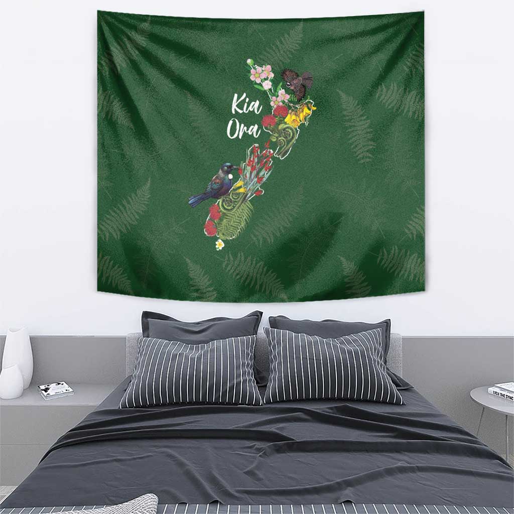 Kia Ora New Zealand Floral Tapestry Sage Green LT7 - Polynesian Pride