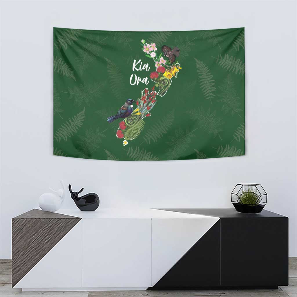 Kia Ora New Zealand Floral Tapestry Sage Green LT7 - Polynesian Pride