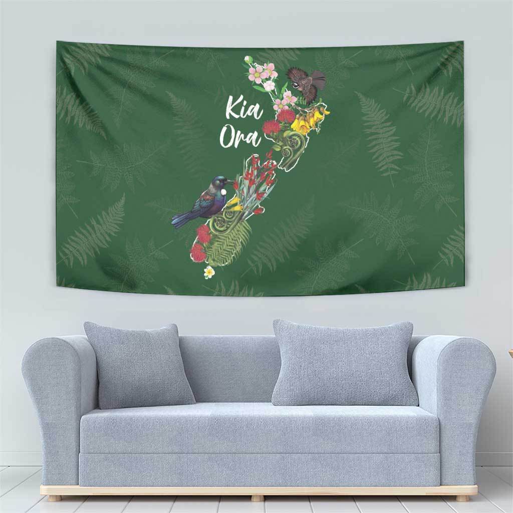 Kia Ora New Zealand Floral Tapestry Sage Green LT7 - Polynesian Pride