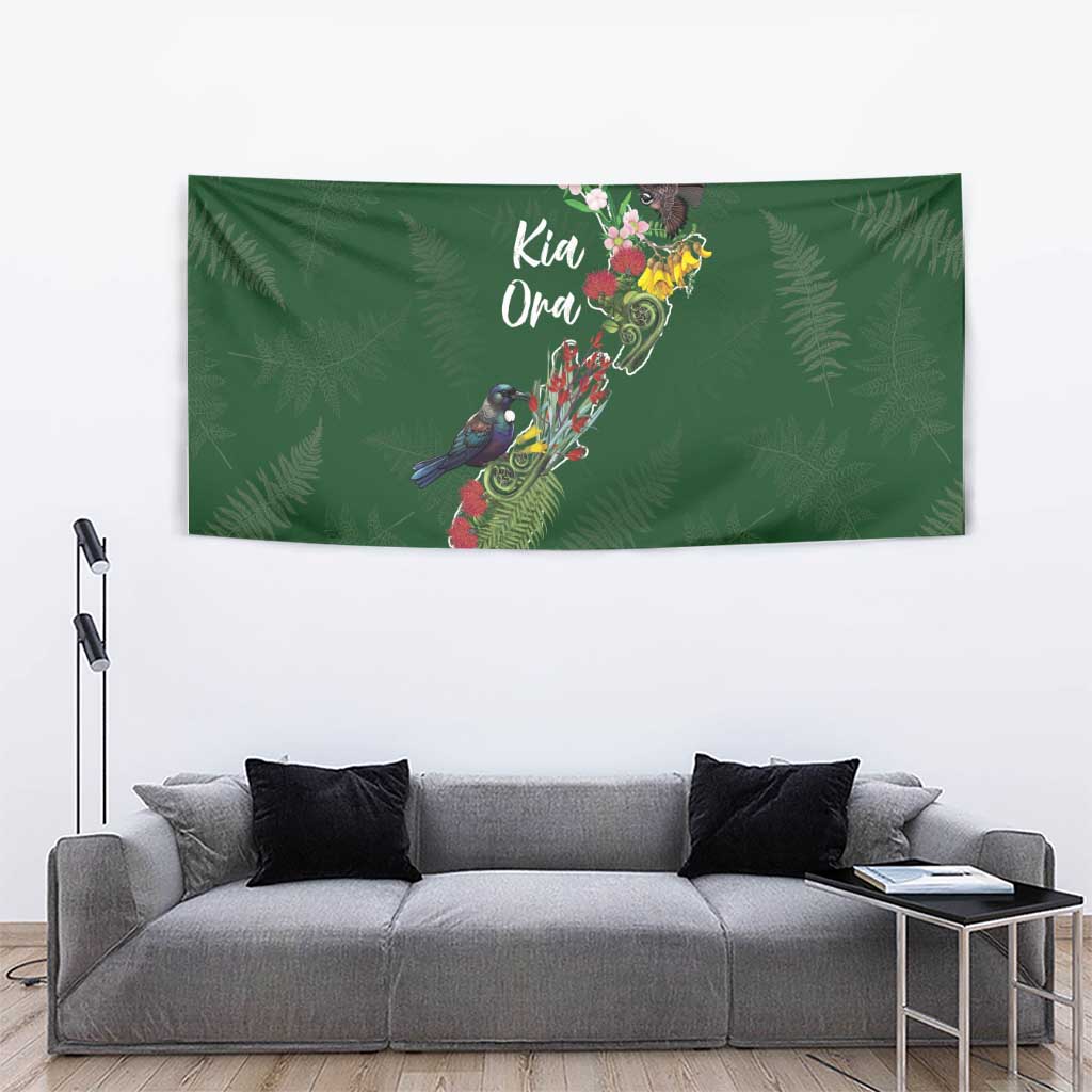 Kia Ora New Zealand Floral Tapestry Sage Green LT7 - Polynesian Pride
