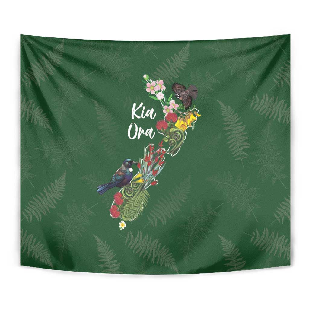 Kia Ora New Zealand Floral Tapestry Sage Green LT7 - Polynesian Pride