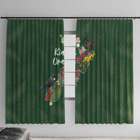 Kia Ora New Zealand Floral Window Curtain Sage Green LT7 With Hooks Sage Green - Polynesian Pride