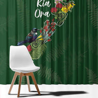 Kia Ora New Zealand Floral Window Curtain Sage Green LT7 - Polynesian Pride
