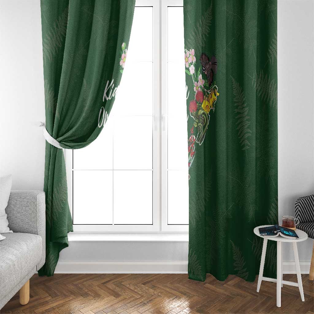 Kia Ora New Zealand Floral Window Curtain Sage Green LT7 - Polynesian Pride
