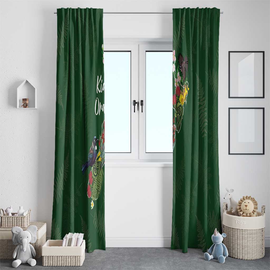 Kia Ora New Zealand Floral Window Curtain Sage Green LT7 - Polynesian Pride