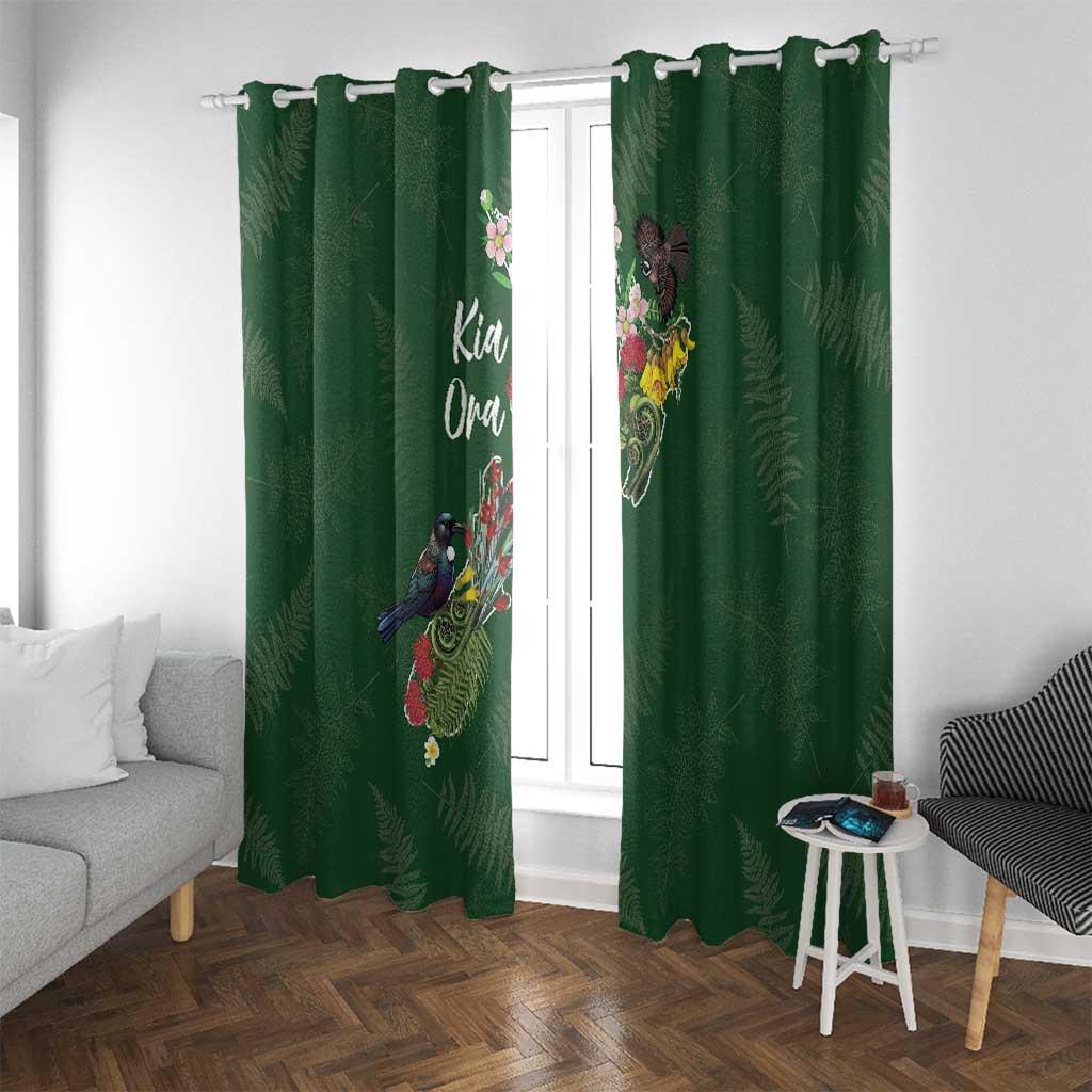 Kia Ora New Zealand Floral Window Curtain Sage Green LT7 With Grommets Sage Green - Polynesian Pride