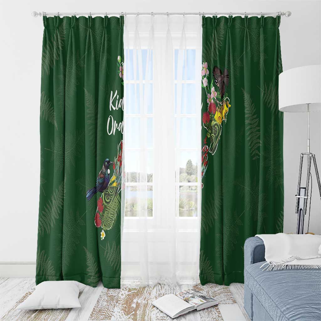 Kia Ora New Zealand Floral Window Curtain Sage Green LT7 - Polynesian Pride